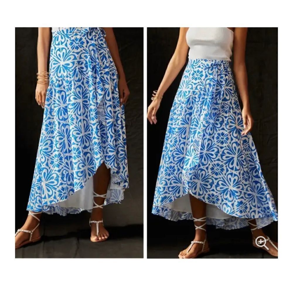 Anthropologie | Hutch Printed Wrap Maxi Skirt | Size: Small | Color: Dark Blue - Picture 2 of 5
